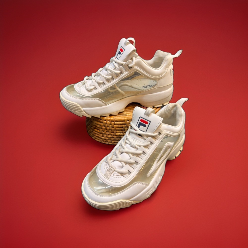 Fila Women's Disruptor II Clear White 7.5  5FM00696-125 Nice